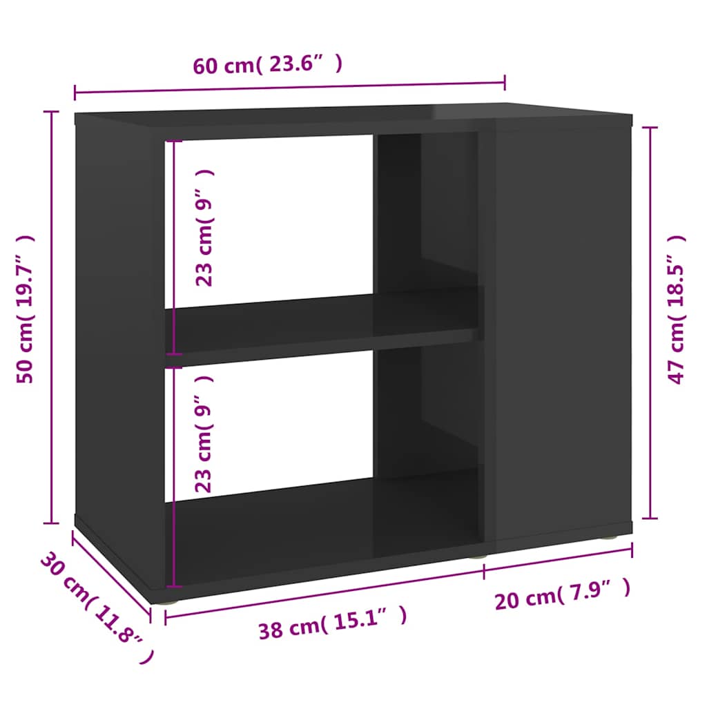 Side Cabinet High Gloss Grey 60x30x50 cm Engineered Wood