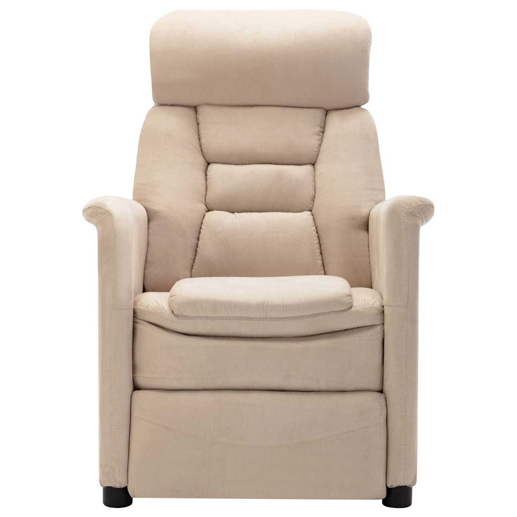 Electric Recliner Chair Cream Faux Suede Leather