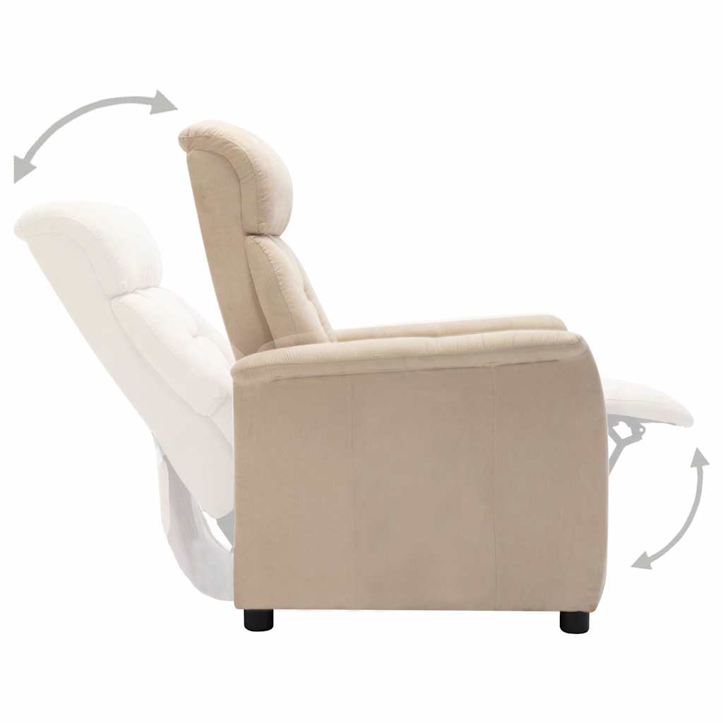 Electric Recliner Chair Cream Faux Suede Leather