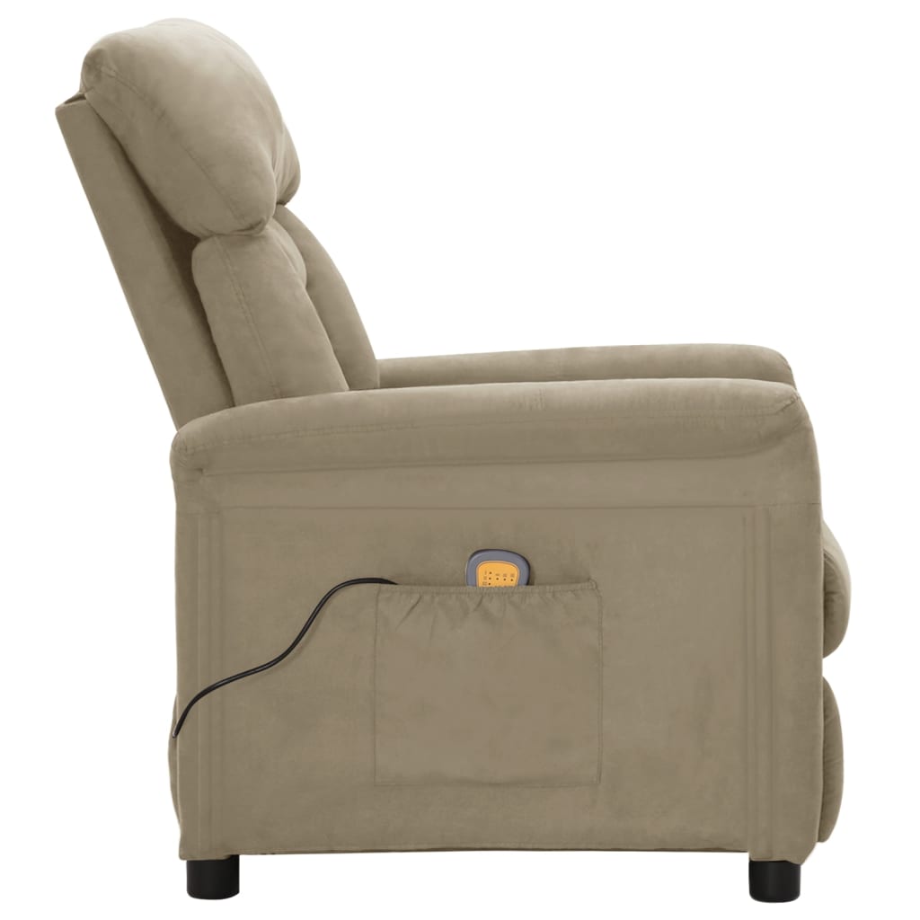 Electric Massage Recliner Light Grey Faux Suede Leather