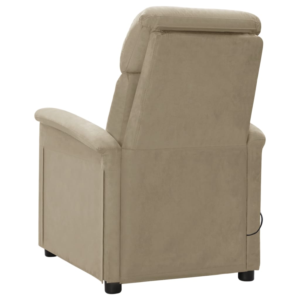 Electric Massage Recliner Light Grey Faux Suede Leather