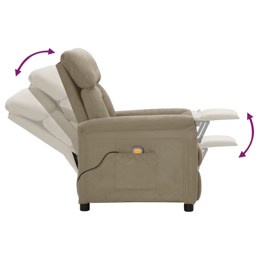 Electric Massage Recliner Light Grey Faux Suede Leather