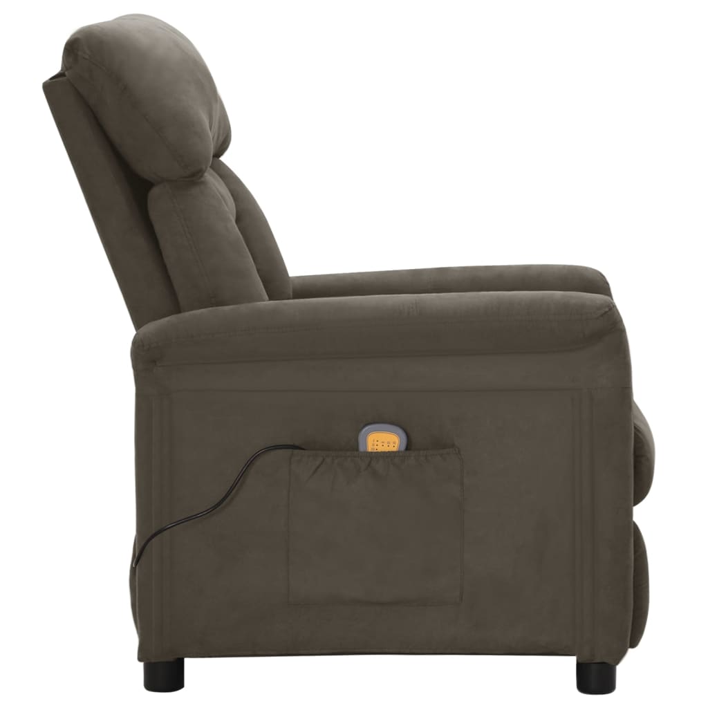 Electric Massage Recliner Dark Grey Faux Suede Leather