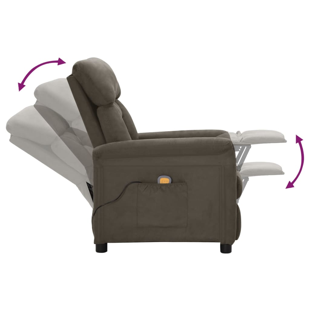 Electric Massage Recliner Dark Grey Faux Suede Leather