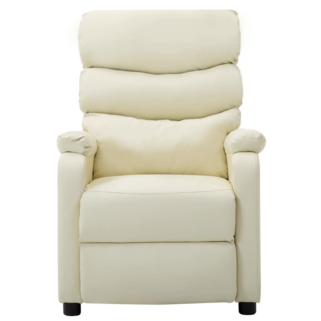 Electric Reclining Chair Cream Faux Leather