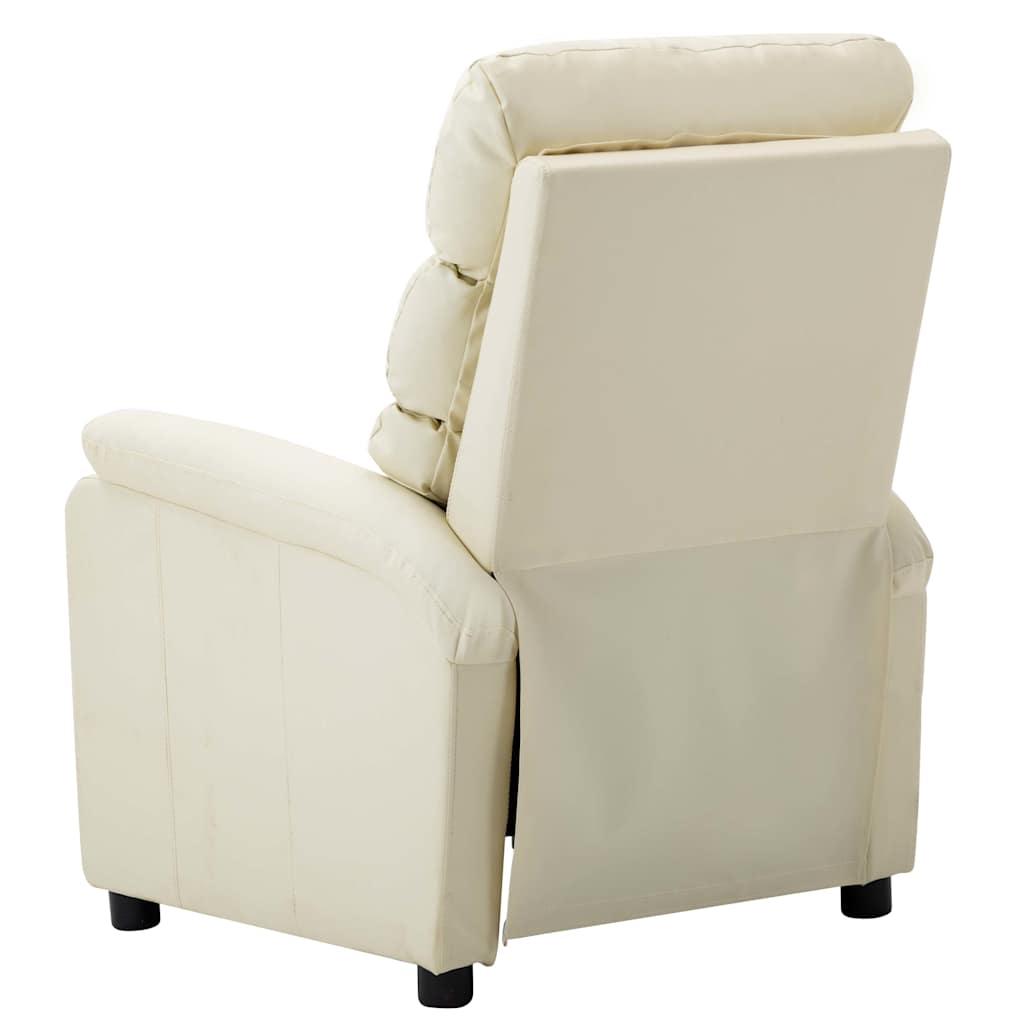 Electric Reclining Chair Cream Faux Leather