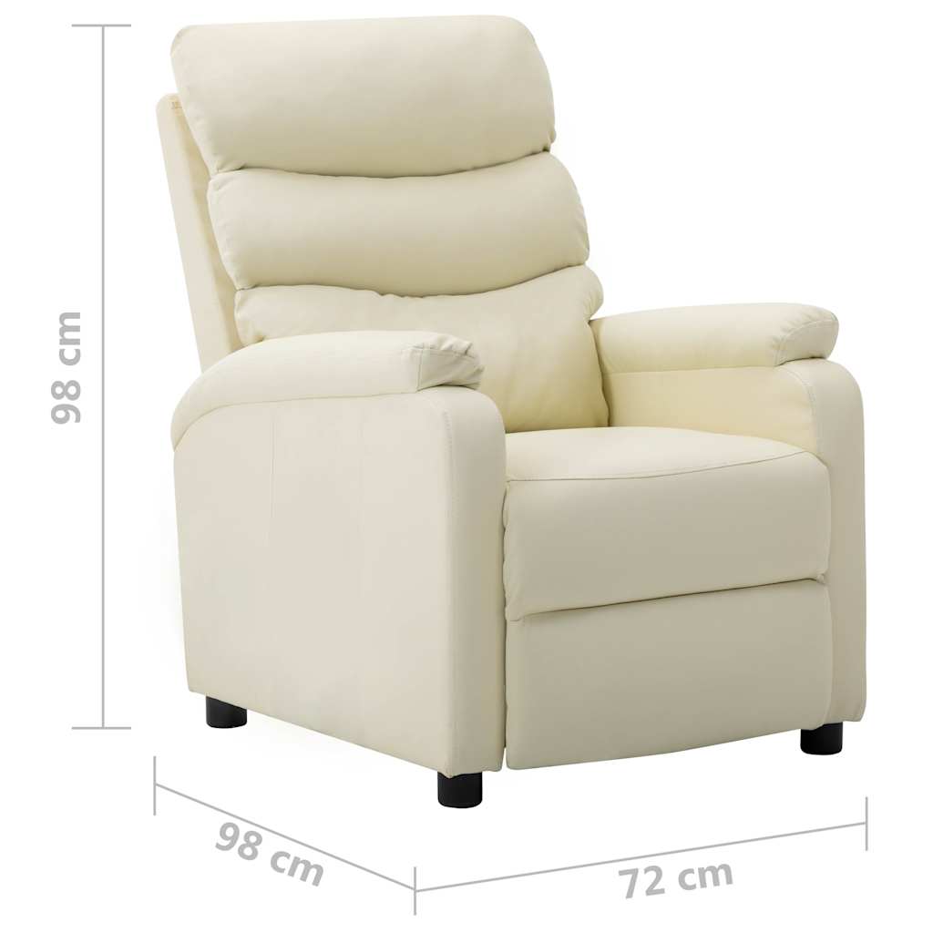 Electric Reclining Chair Cream Faux Leather
