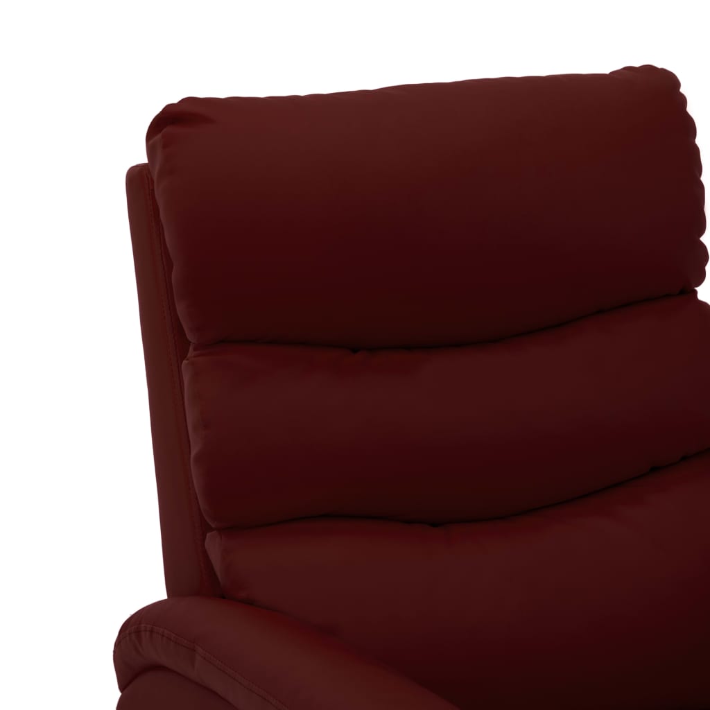 Electric Recliner Chair Wine Red Faux Leather