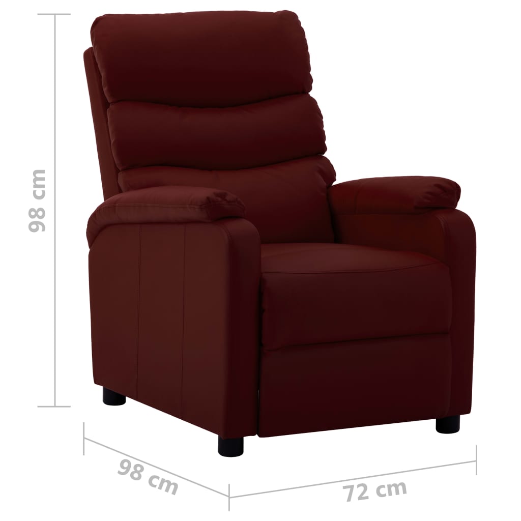 Electric Recliner Chair Wine Red Faux Leather
