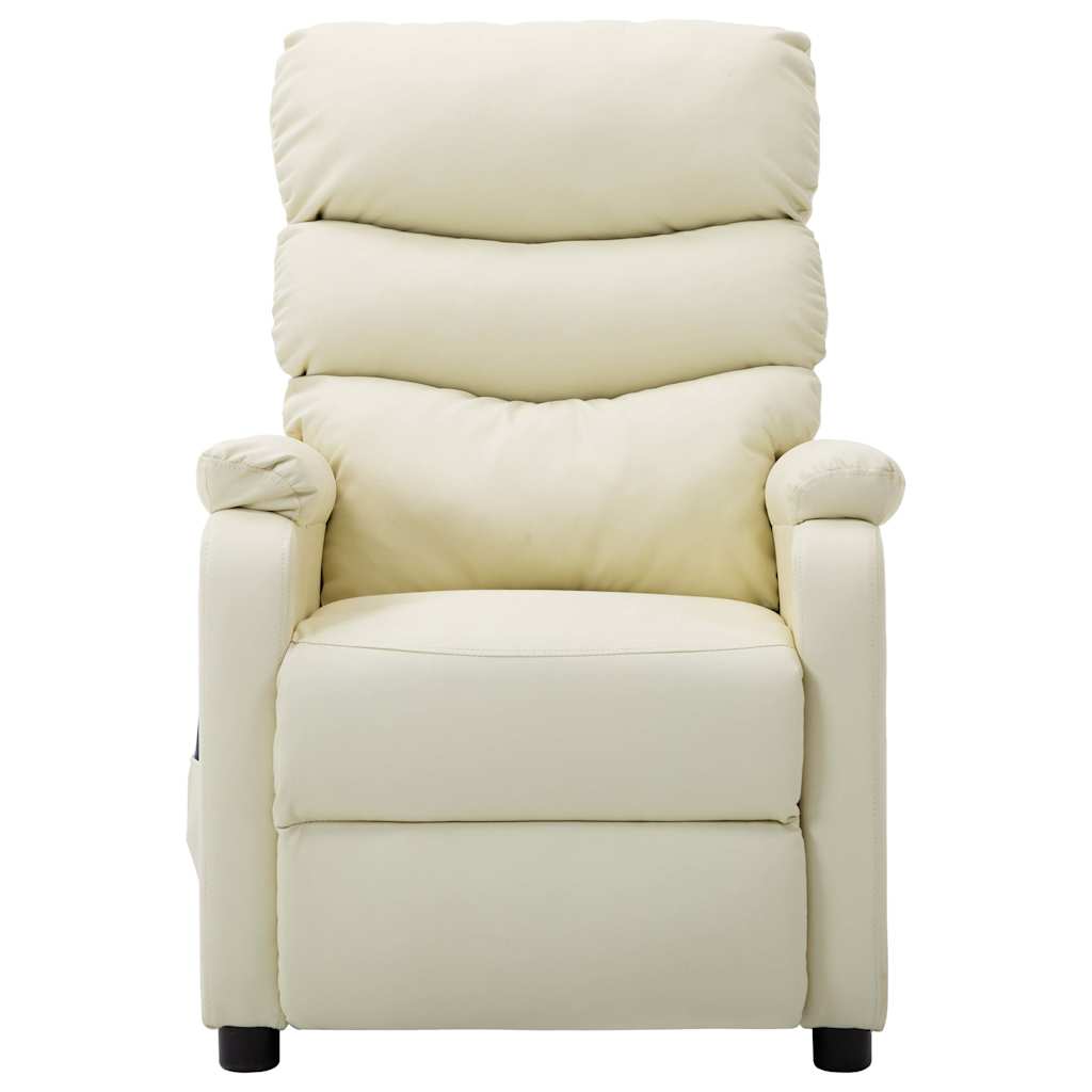 Electric Massage Chair Cream Faux Leather