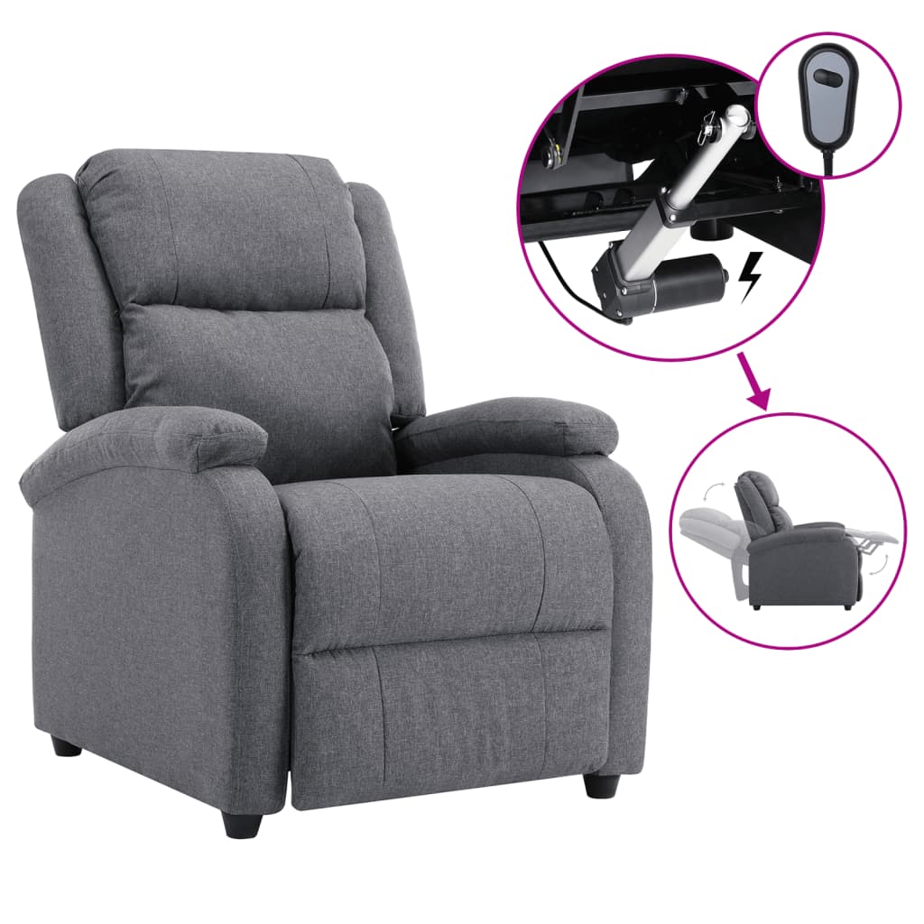 Electric Recliner Chair Dark Grey Fabric