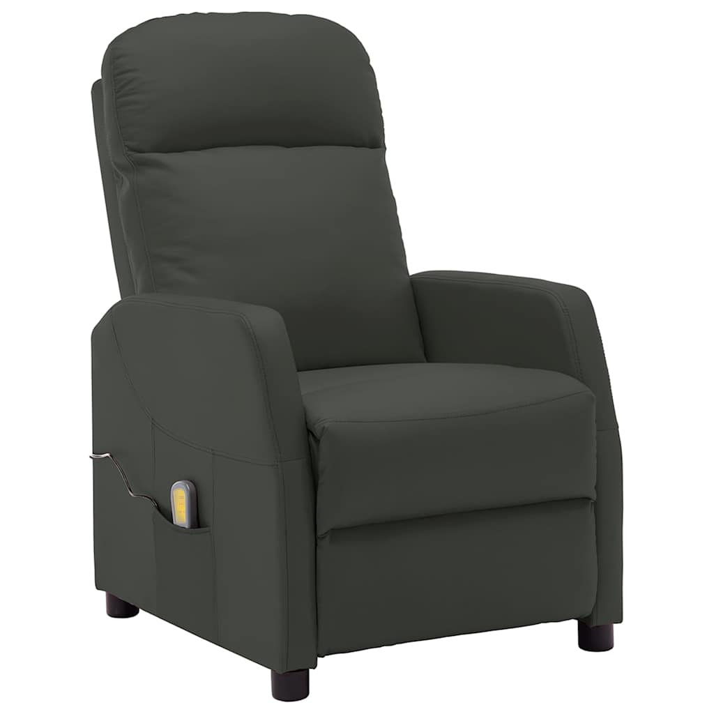 Electric Massage Reclining Chair Anthracite Faux Leather