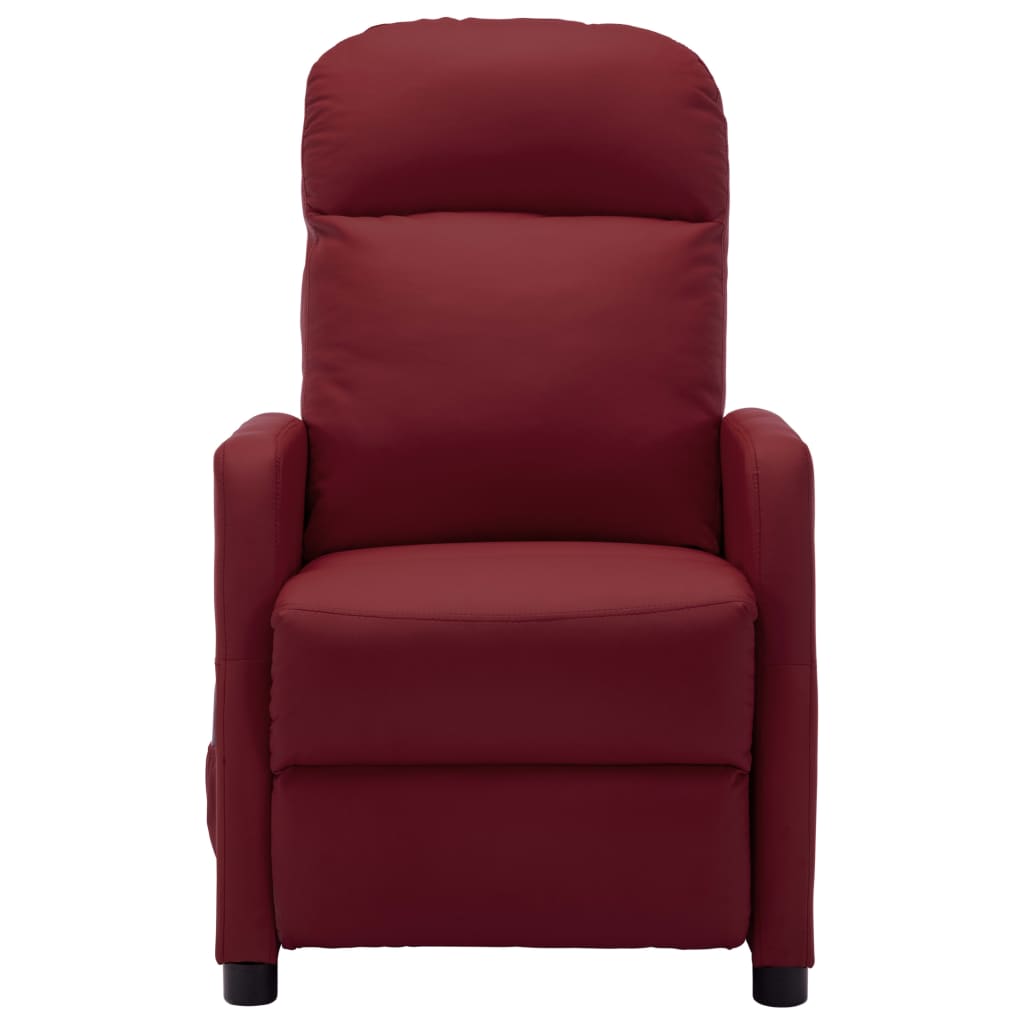 Electric Massage Reclining Chair Wine Red Faux Leather