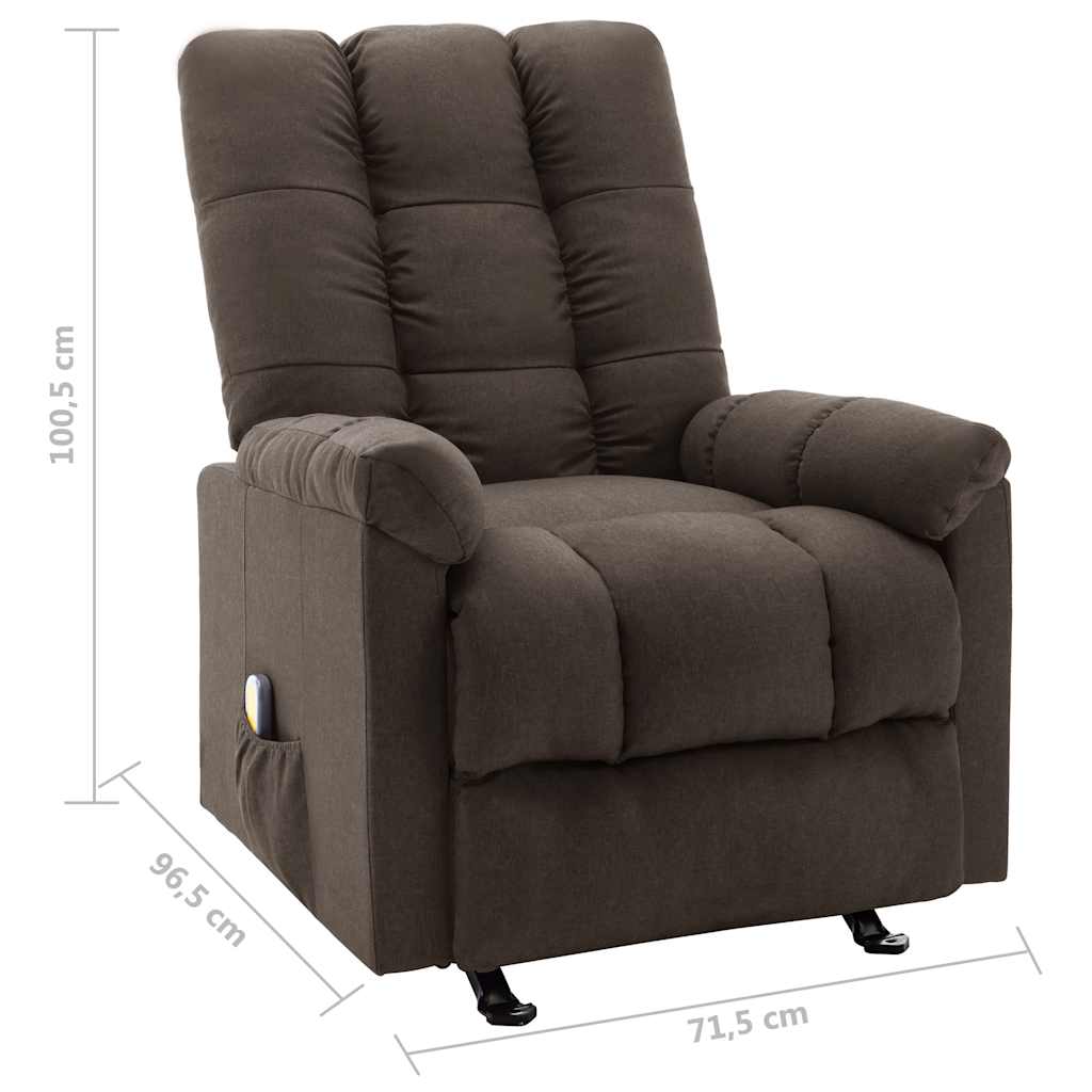 Electric Massage Reclining Chair Dark Brown Fabric