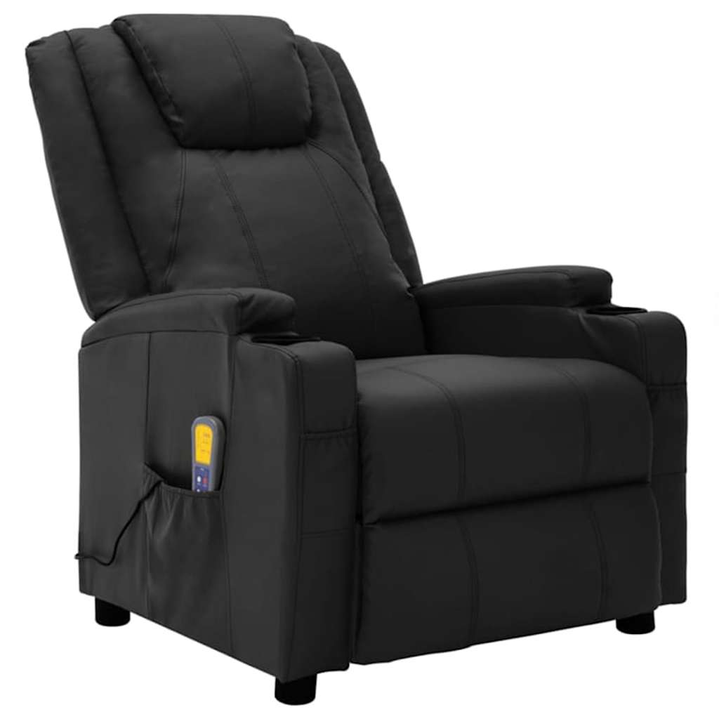 Electric Massage Chair Black Faux Leather