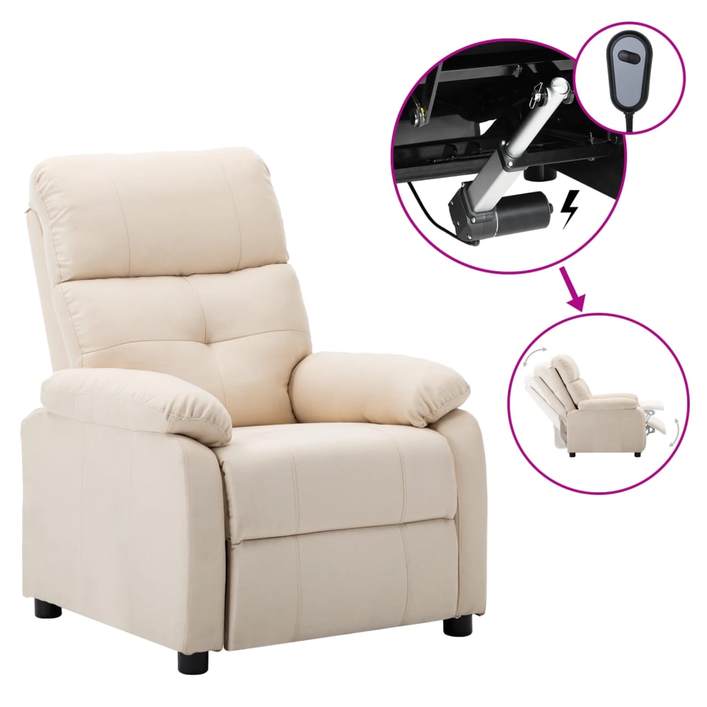 Electric Recliner Chair Cream Fabric