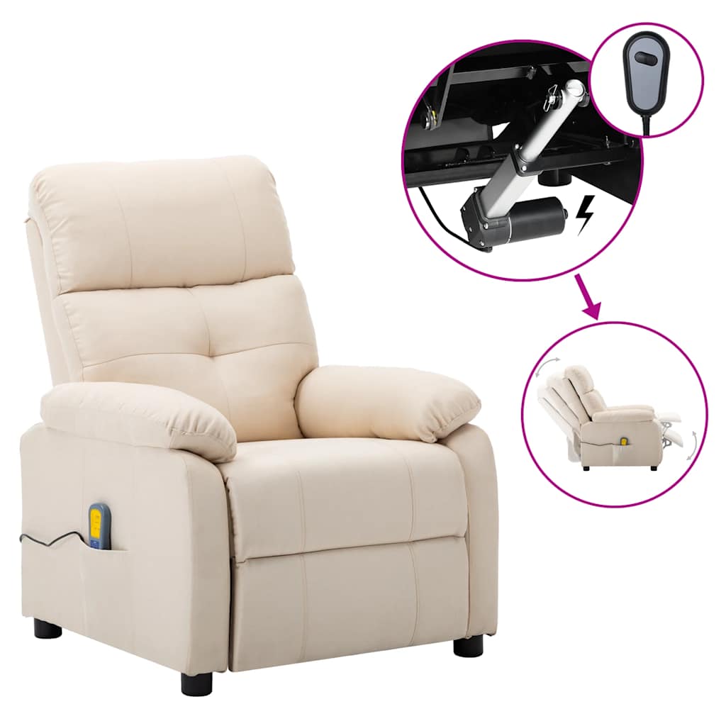 Electric Massage Chair Cream Fabric