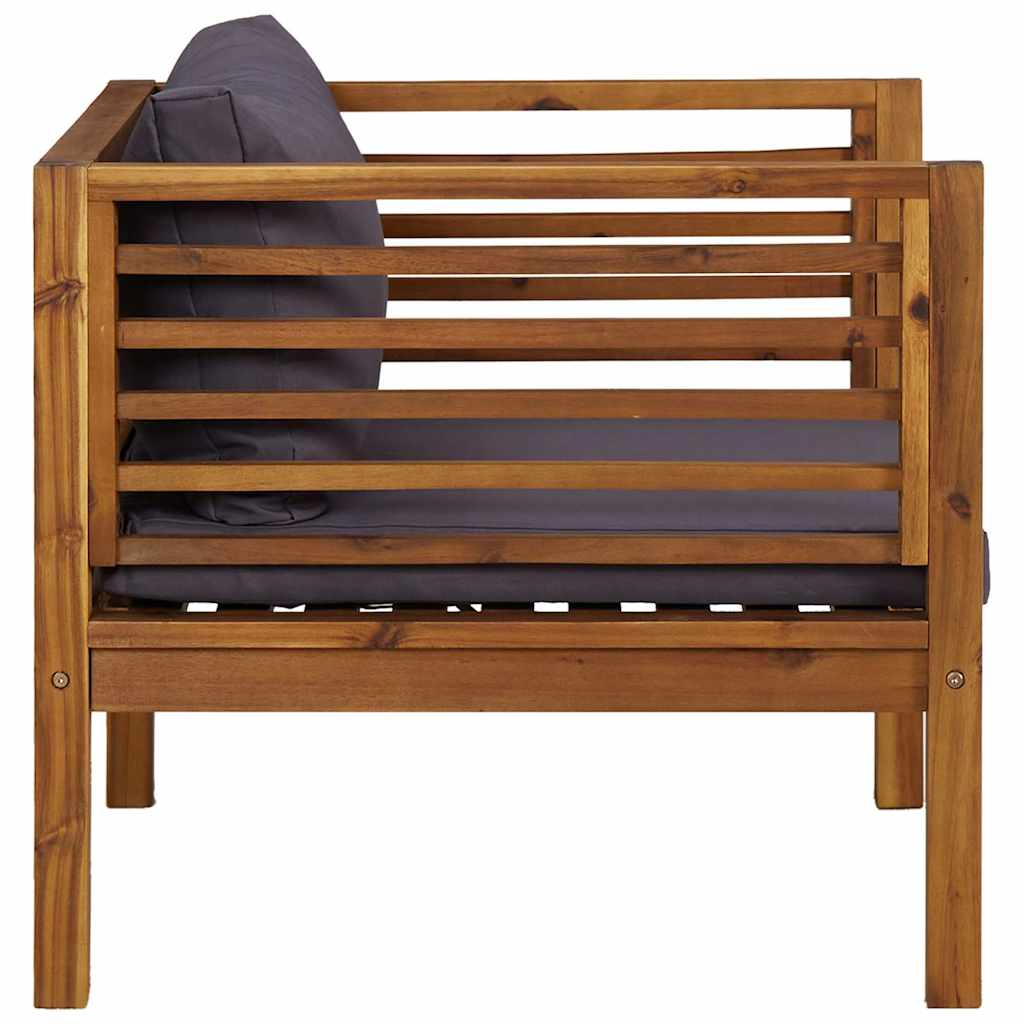 Garden Chair with Dark Grey Cushions Solid Acacia Wood