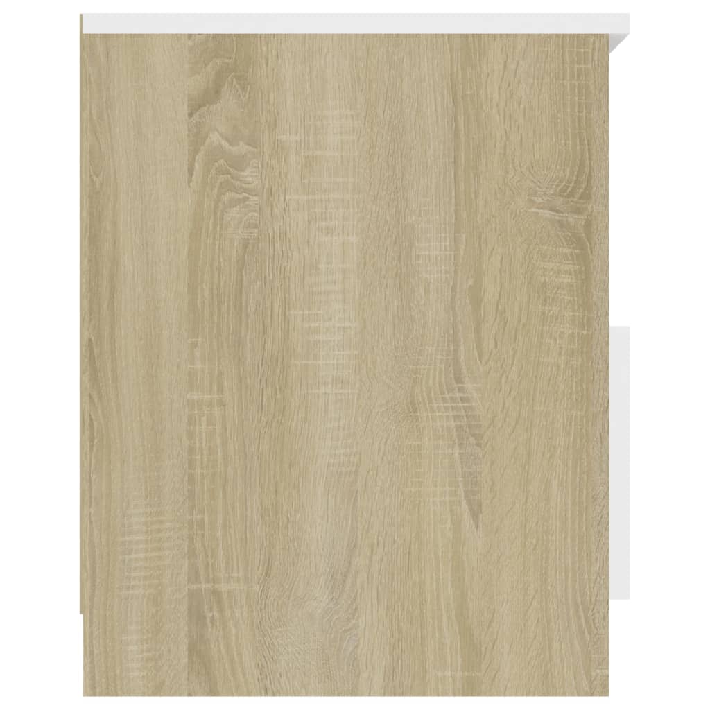 Bed Cabinet White and Sonoma Oak 40x40x50 cm Engineered Wood