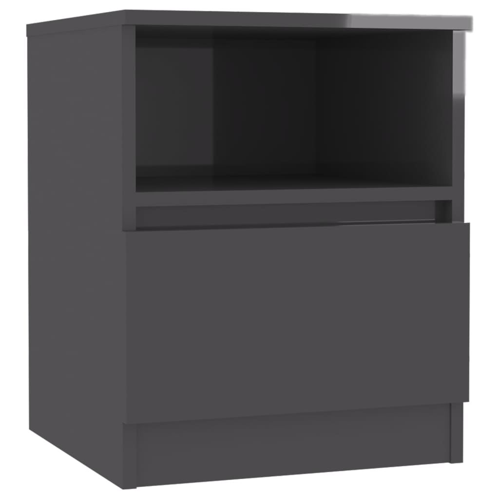 Bed Cabinets 2 pcs High Gloss Grey 40x40x50 cm Engineered Wood