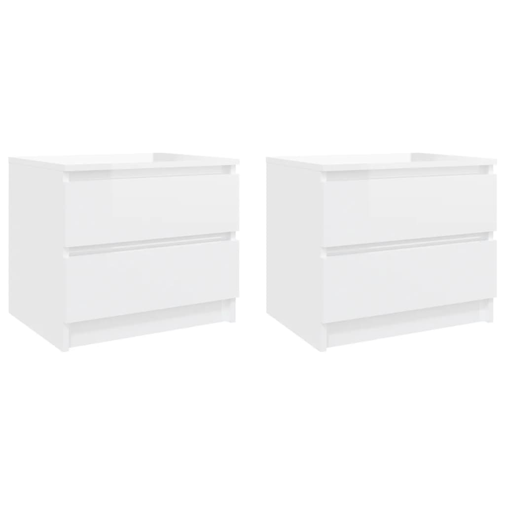 Bed Cabinets 2 pcs High Gloss White 50x39x43.5 cm Engineered Wood