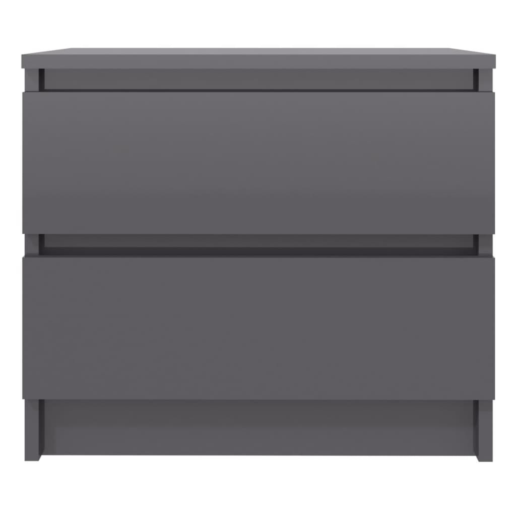 Bed Cabinet High Gloss Grey 50x39x43.5 cm Engineered Wood