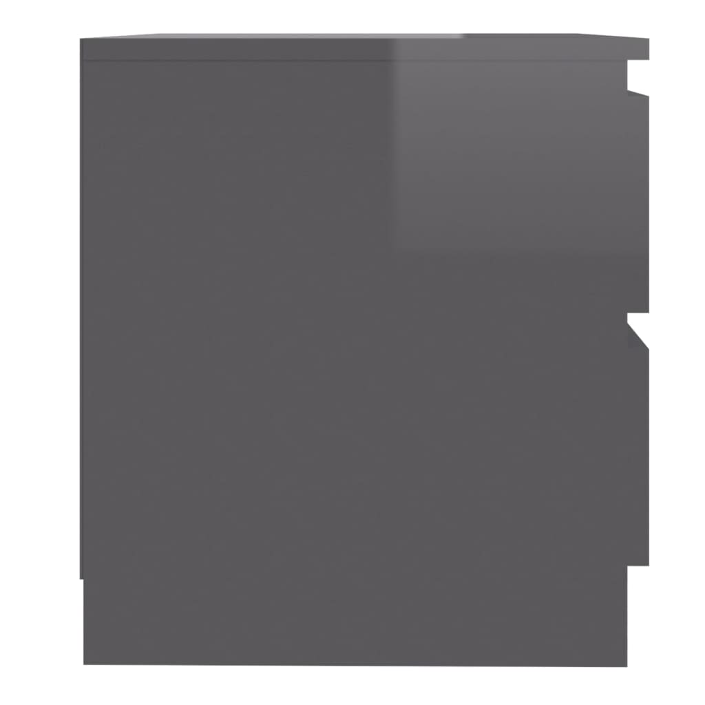 Bed Cabinet High Gloss Grey 50x39x43.5 cm Engineered Wood