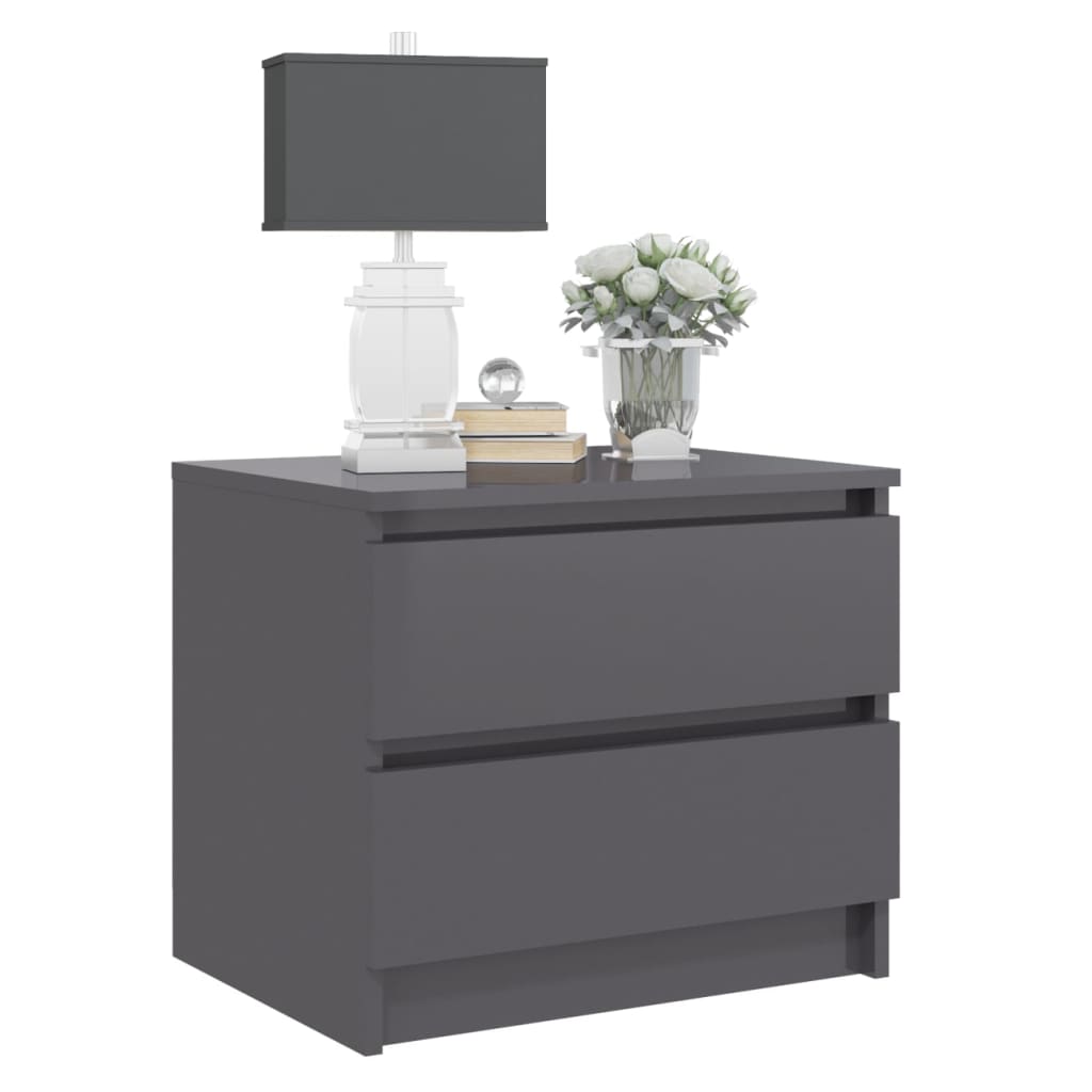 Bed Cabinet High Gloss Grey 50x39x43.5 cm Engineered Wood