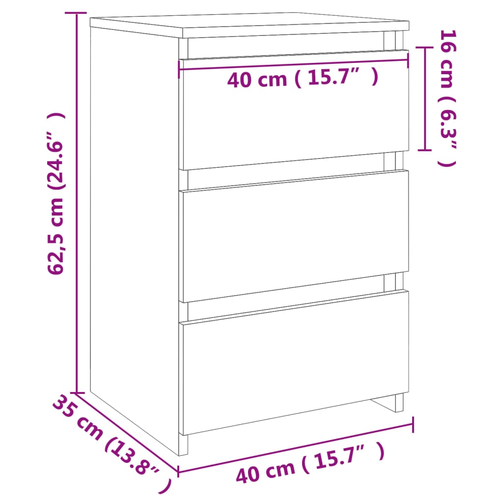 Bed Cabinet Sonoma Oak 40x35x62.5 cm Engineered Wood