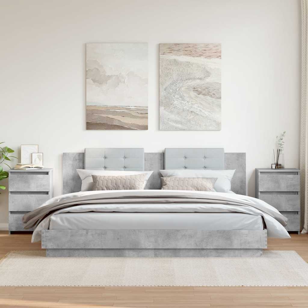 Bed Cabinets 2 pcs Concrete Grey 40x35x62.5 cm Engineered Wood