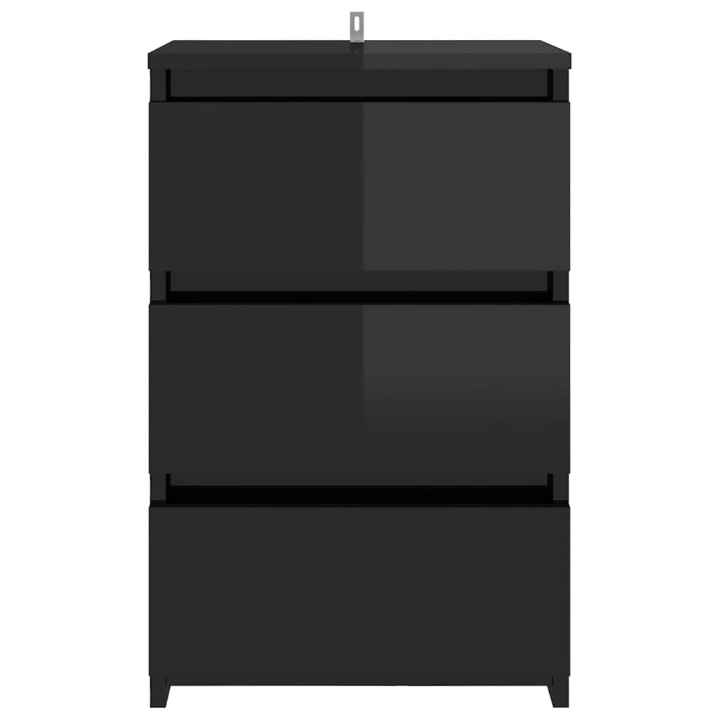 Bed Cabinet High Gloss Black 40x35x62.5 cm Engineered Wood
