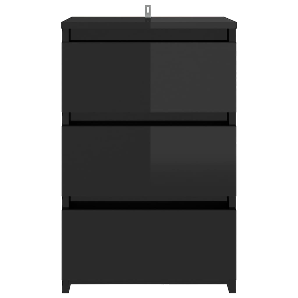 Bed Cabinets 2 pcs High Gloss Black 40x35x62.5 cm Engineered Wood
