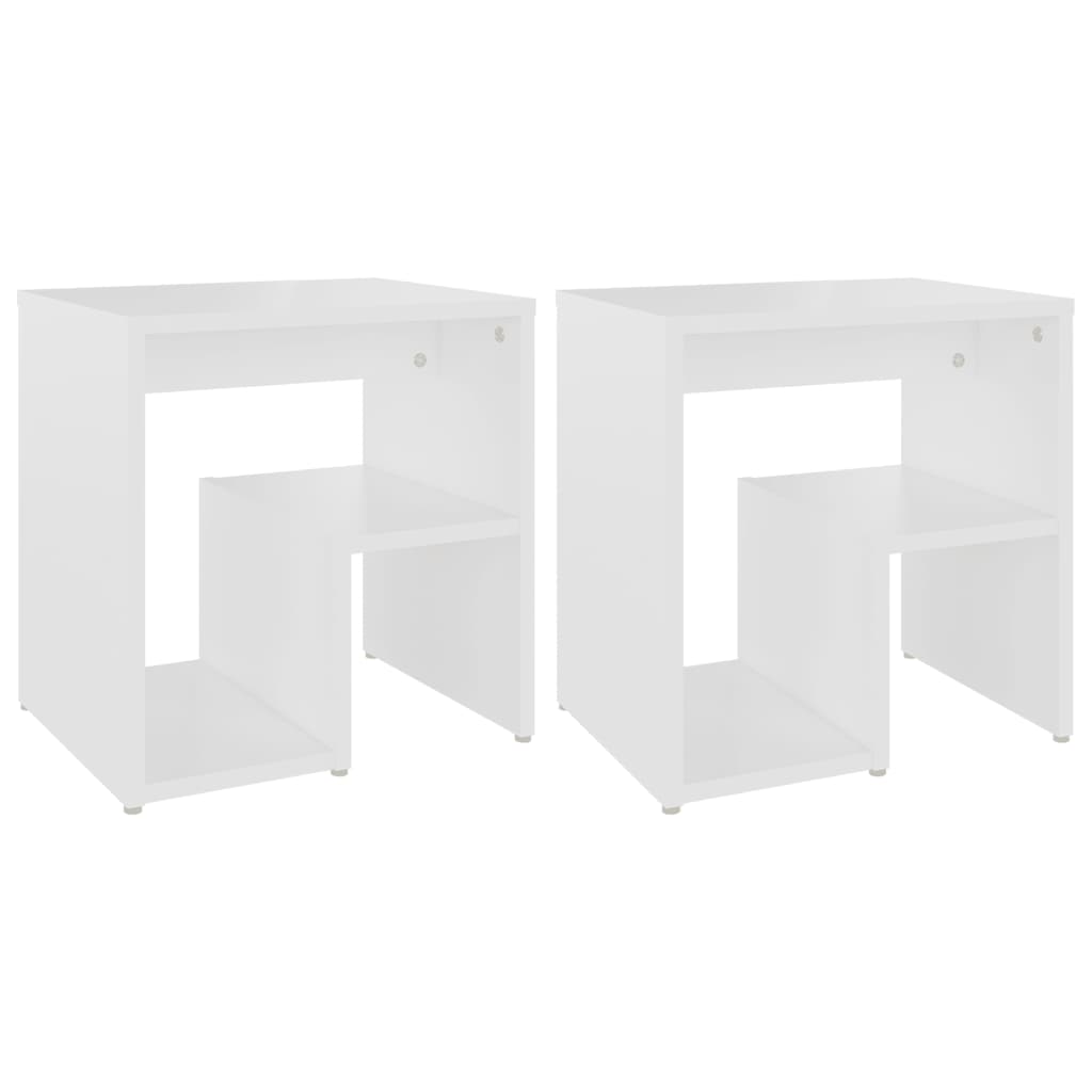 Bed Cabinets 2 pcs White 40x30x40 cm Engineered Wood