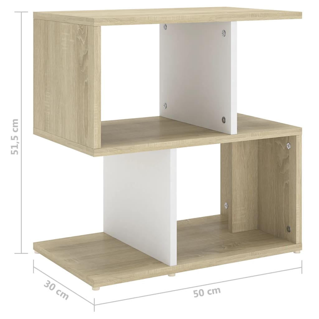 Bedside Cabinet White and Sonoma Oak 50x30x51.5 cm Engineered Wood