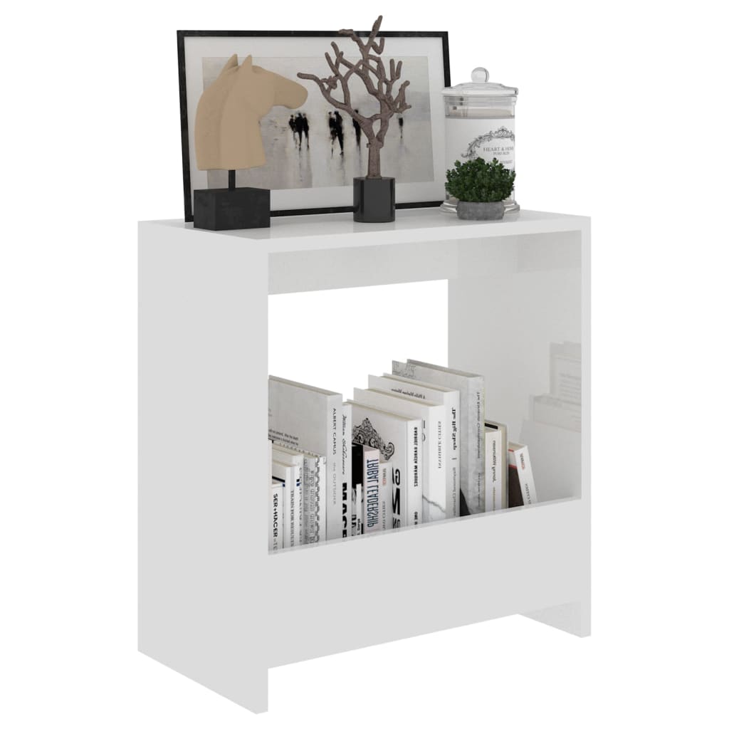 Side Table High Gloss White 50x26x50 cm Engineered Wood