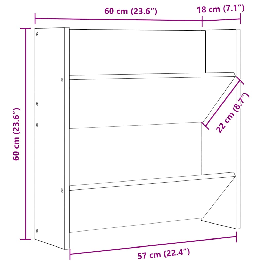Wall Shoe Cabinets 2 pcs Concrete Grey 60x18x60 cm Engineered Wood