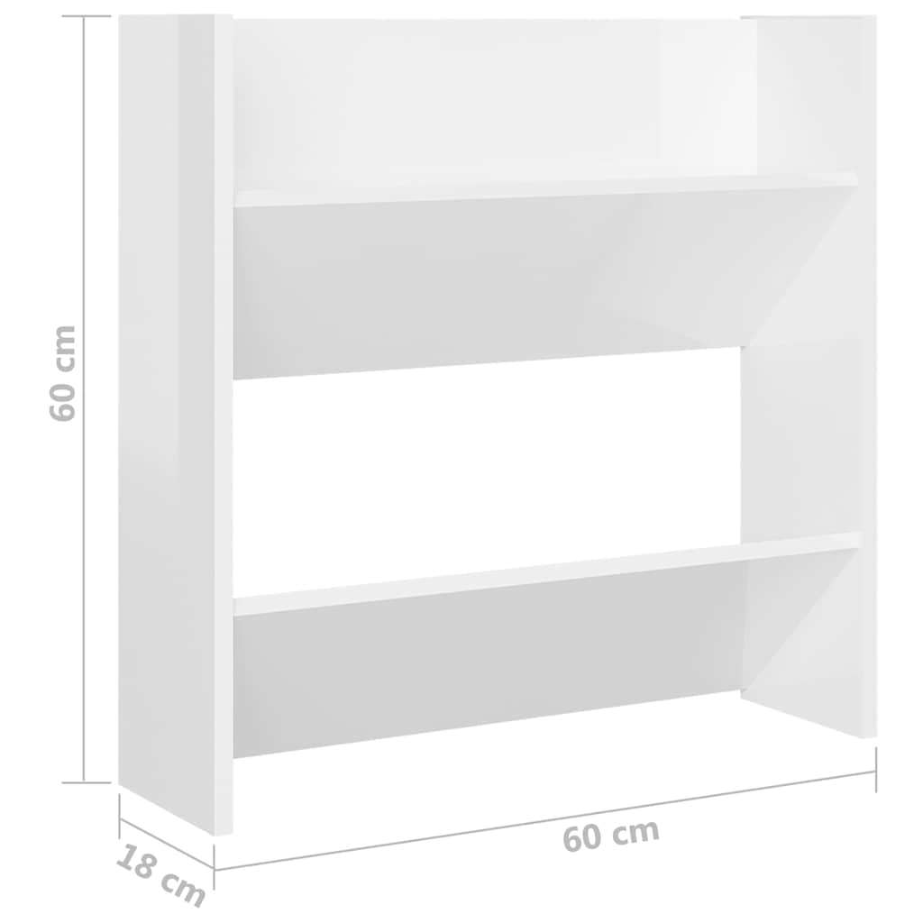 Wall Shoe Cabinet High Gloss White 60x18x60 cm Engineered Wood