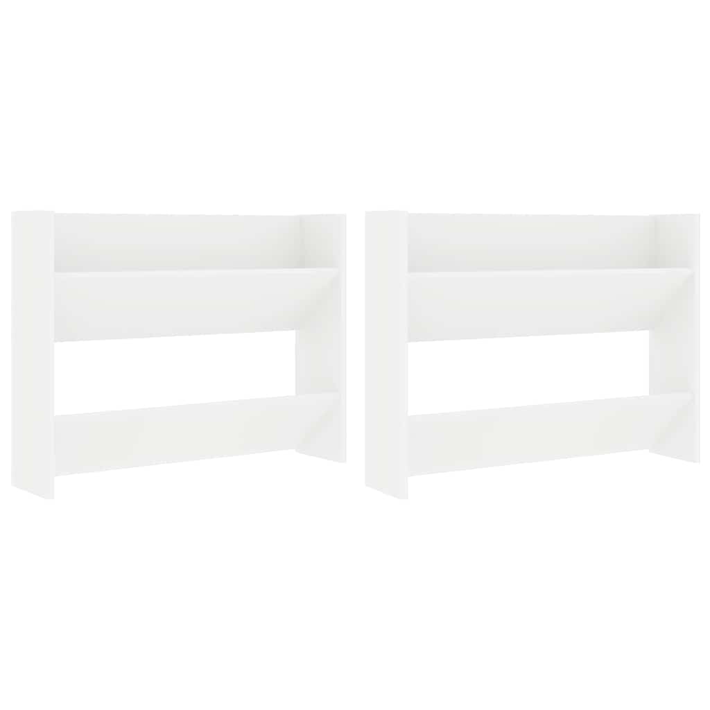 Wall Shoe Cabinet 2 pcs White 80x18x60 cm Engineered Wood