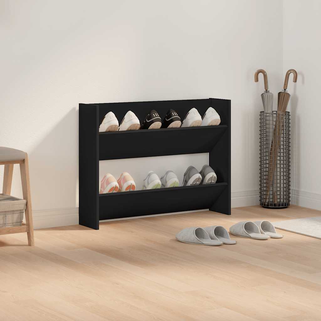 Wall Shoe Cabinet Black 80x18x60 cm Engineered Wood