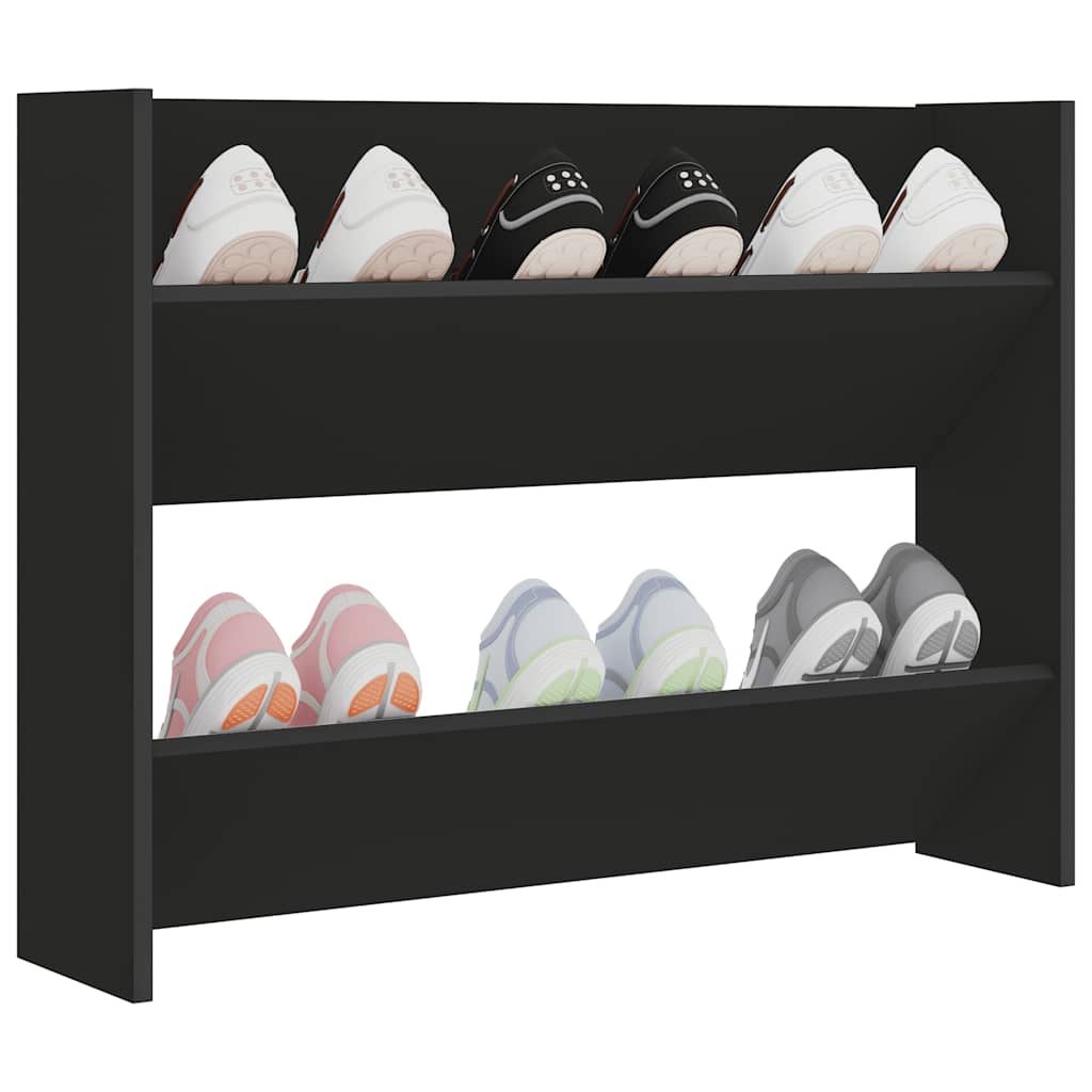 Wall Shoe Cabinet Black 80x18x60 cm Engineered Wood