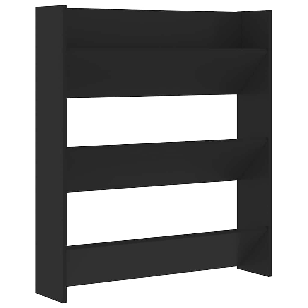 Wall Shoe Cabinet Black 80x18x90 cm Engineered Wood