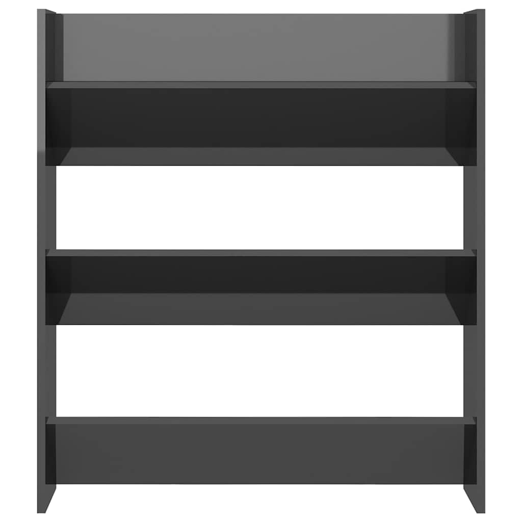 Wall Shoe Cabinets 2 pcs High Gloss Grey 80x18x90 cm Engineered Wood