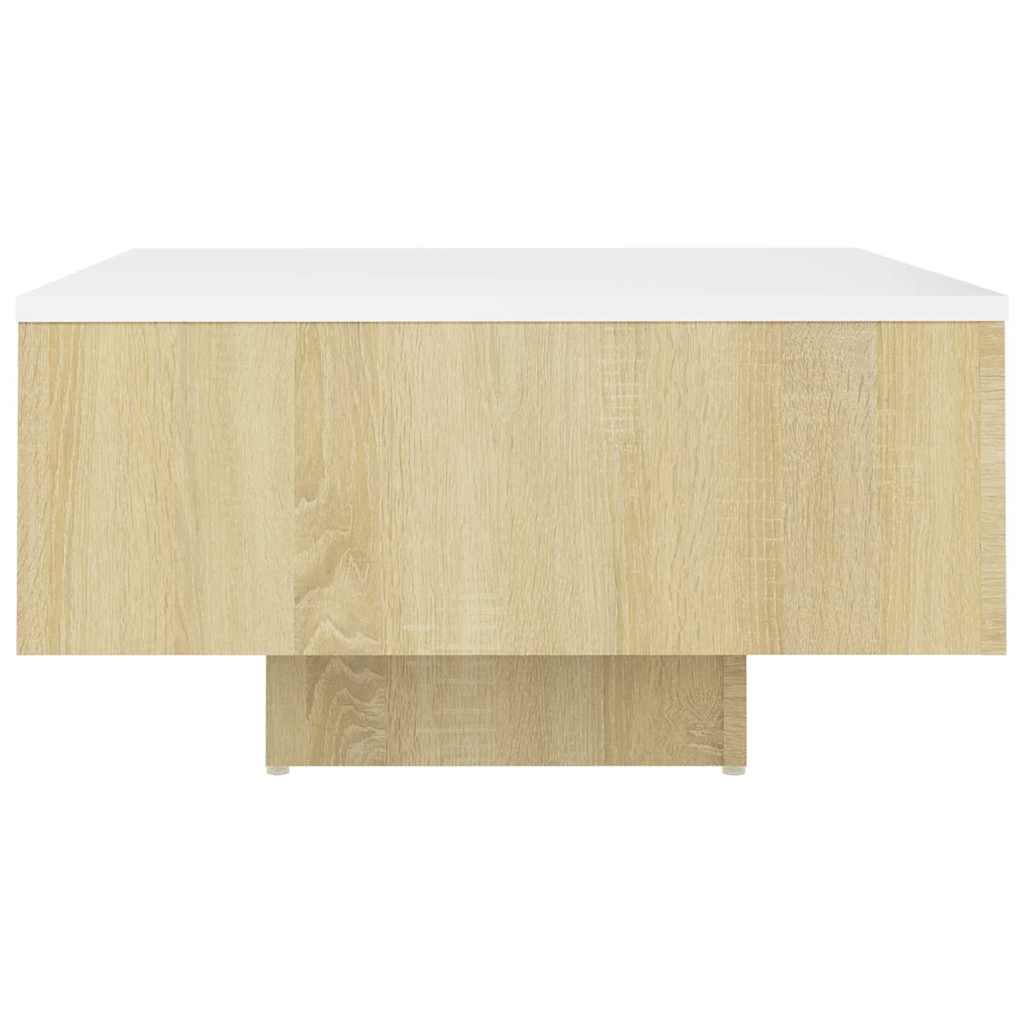 Coffee Table White and Sonoma Oak 60x60x31.5 cm Engineered Wood