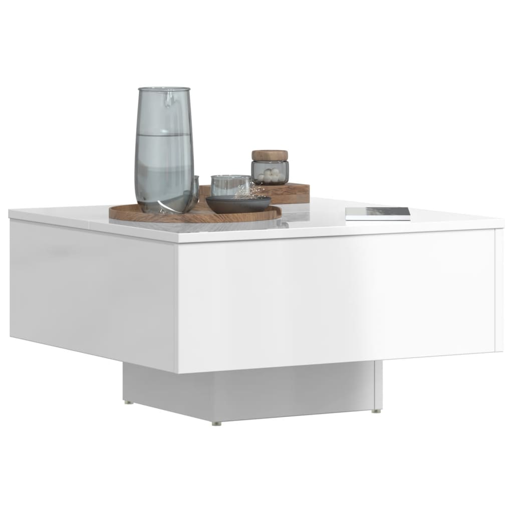 Coffee Table High Gloss White 60x60x31.5 cm Engineered Wood