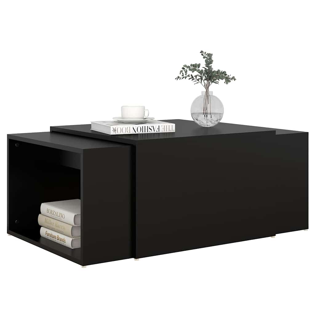 3 Piece Nesting Coffee Table Set Black 60x60x38 cm Engineered Wood