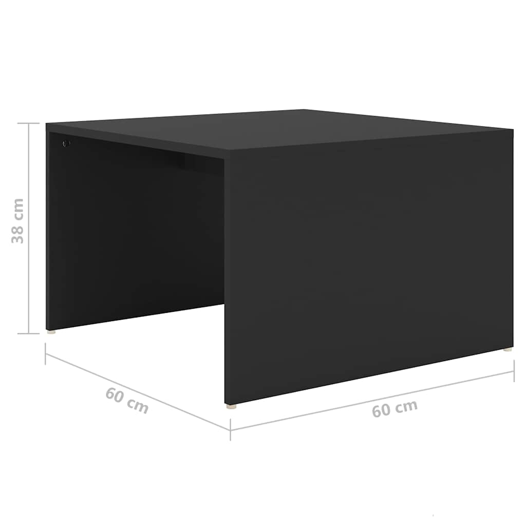 3 Piece Nesting Coffee Table Set Black 60x60x38 cm Engineered Wood