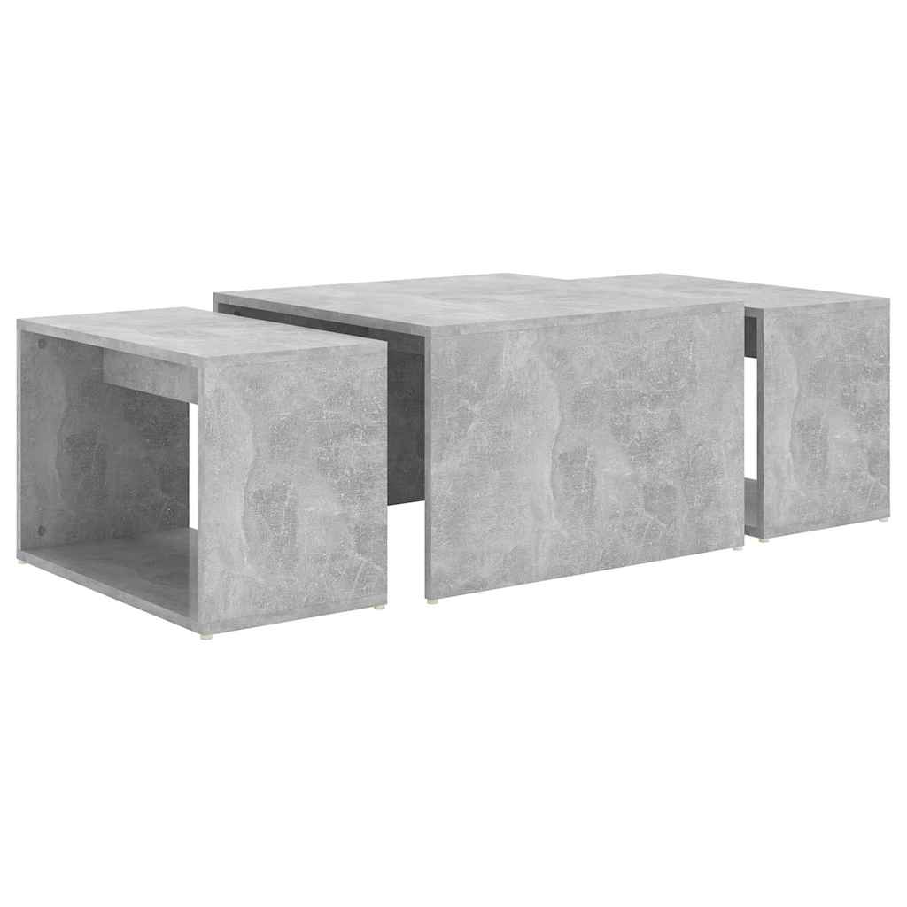 3 Piece Nesting Coffee Table Set Concrete Grey 60x60x38 cm