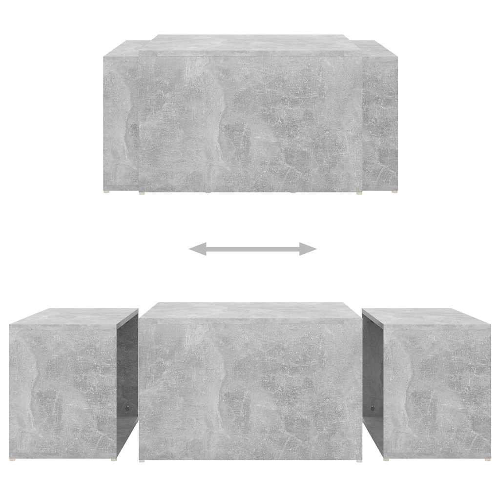 3 Piece Nesting Coffee Table Set Concrete Grey 60x60x38 cm