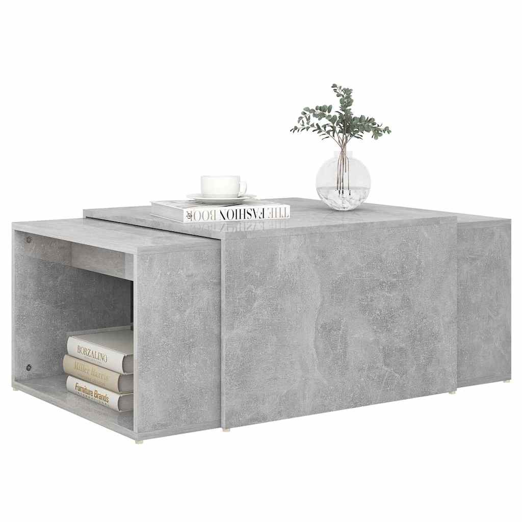3 Piece Nesting Coffee Table Set Concrete Grey 60x60x38 cm