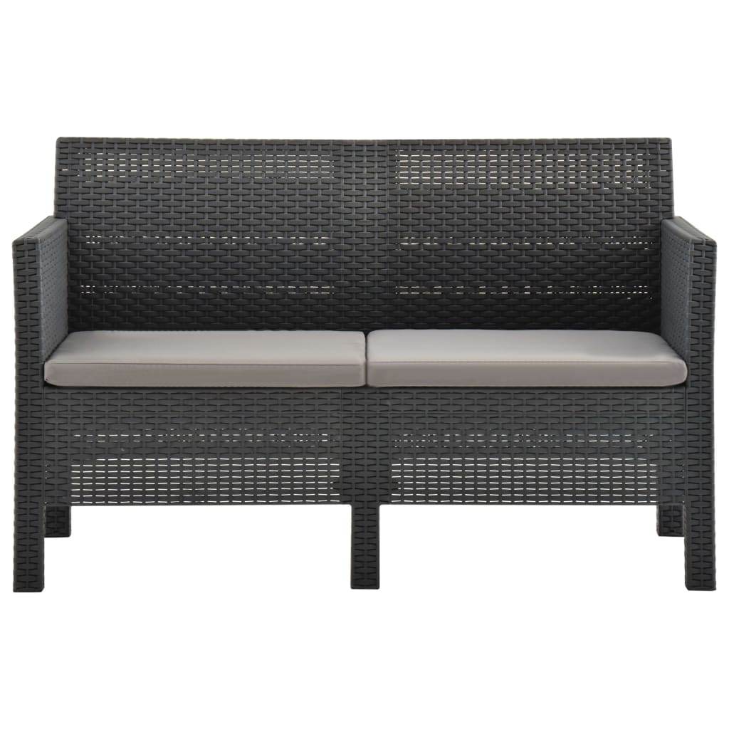 2 Piece Garden Lounge Set with Cushions PP Rattan Anthracite